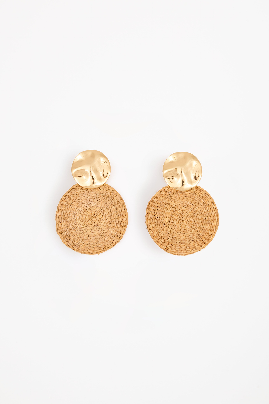 Rattan Disc Earring (Gold/Rattan)