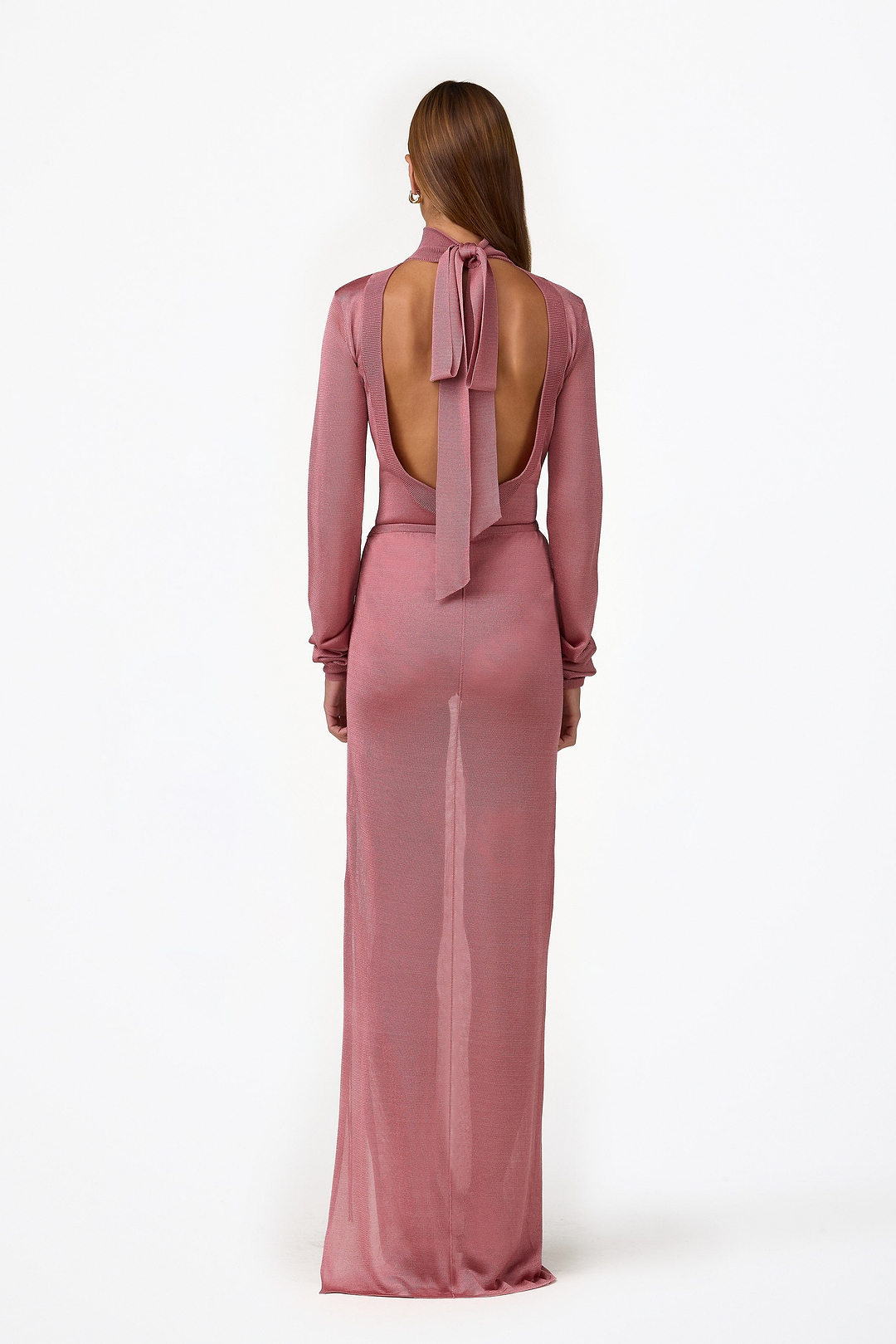 Open Back Knit Bodysuit (Dusty Mauve Shimmer)