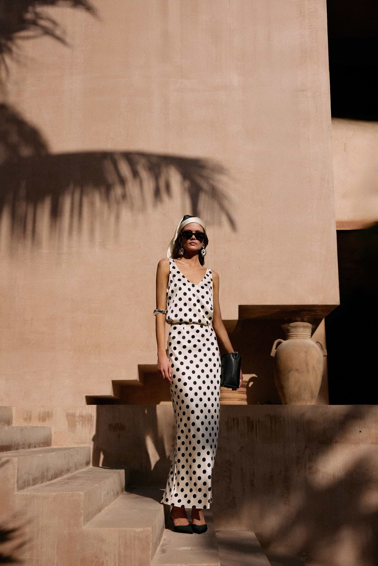 Silk Tank (Cream Polka Dot)