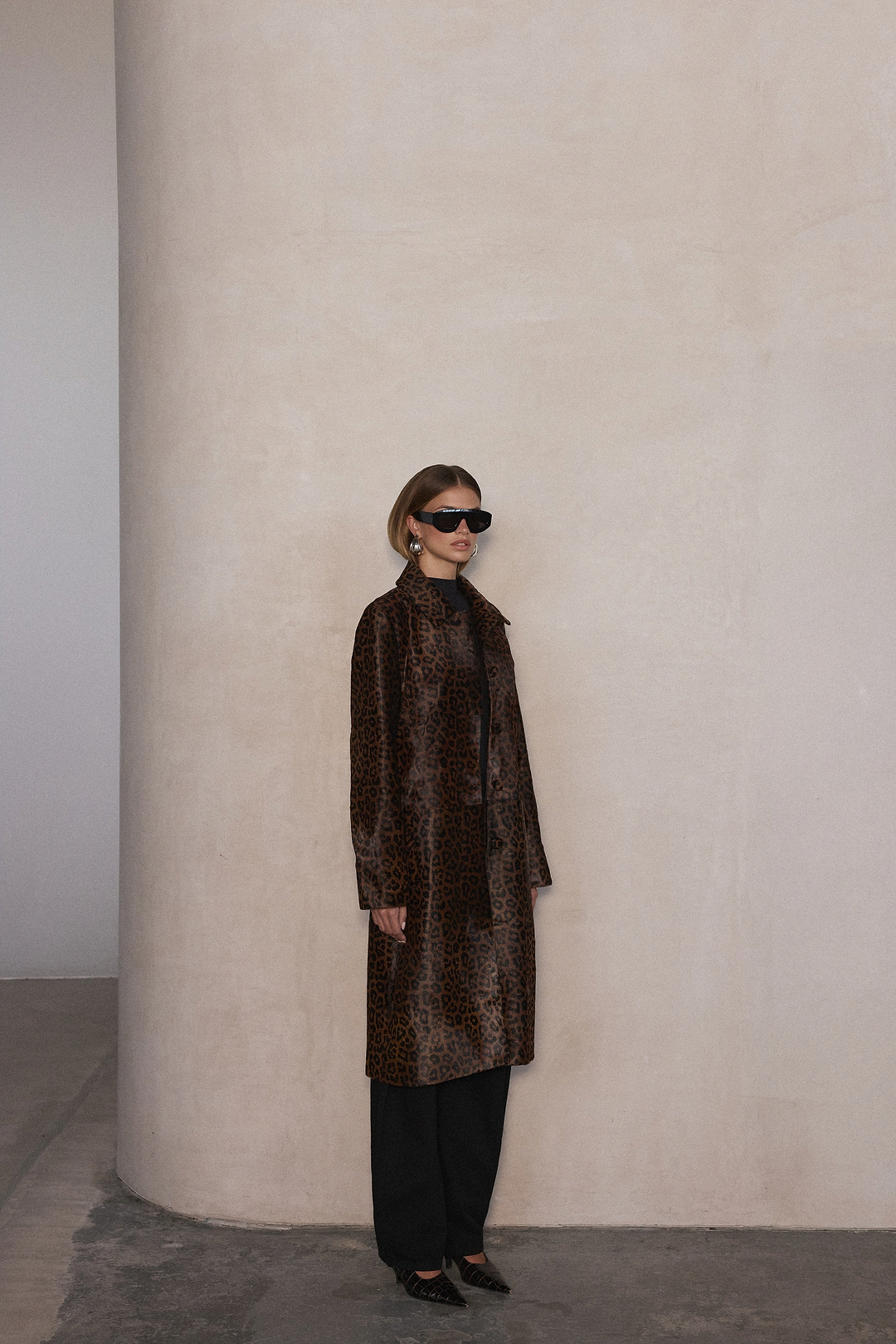 Pony Hair Trench Coat (Leopard)