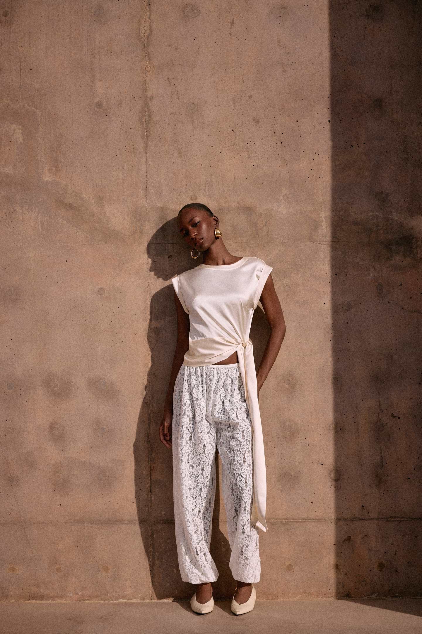 Silk Tie Top (Cream)