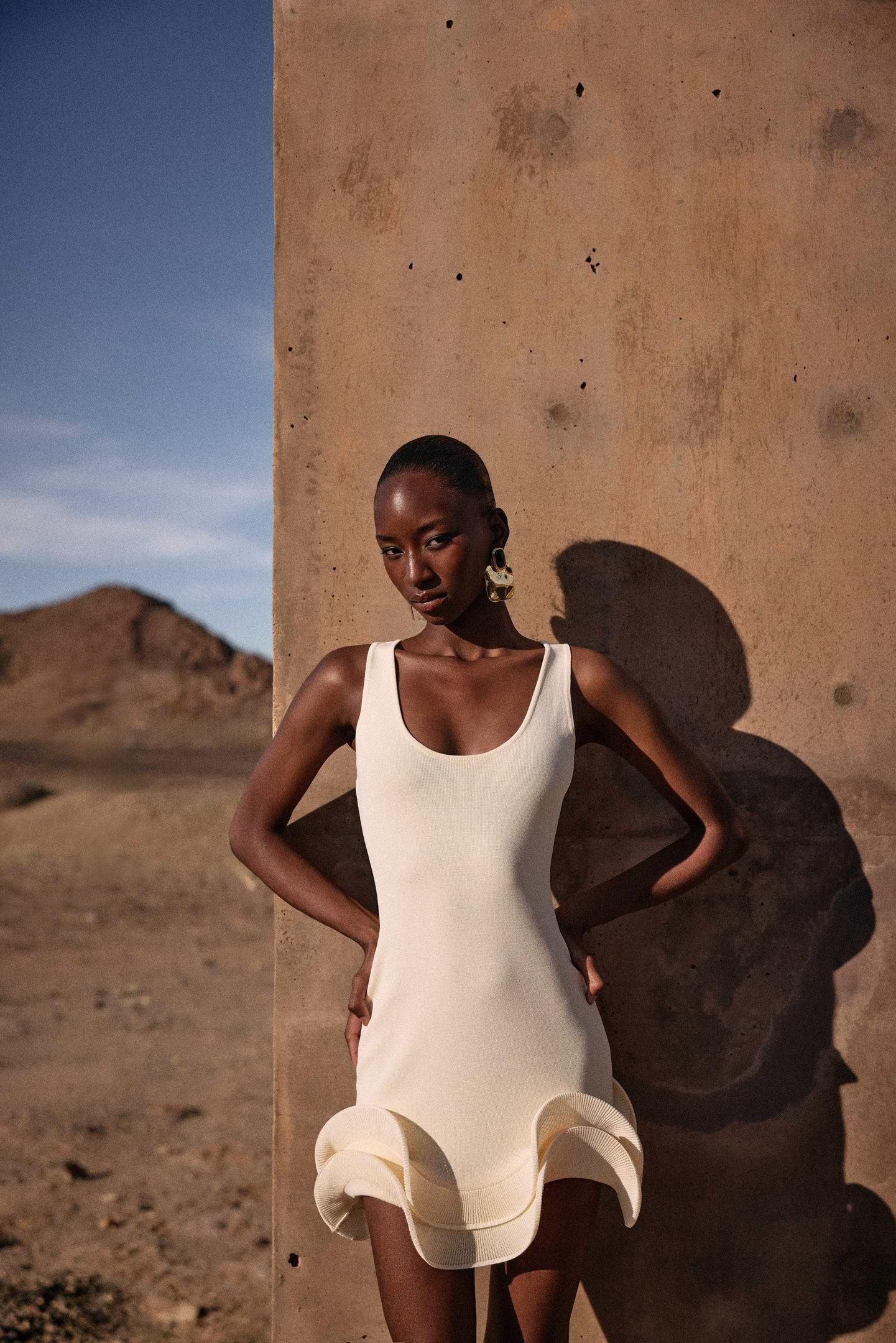 SAME Double Ruffle Hem Mini Dress | Cream | Women's Dress