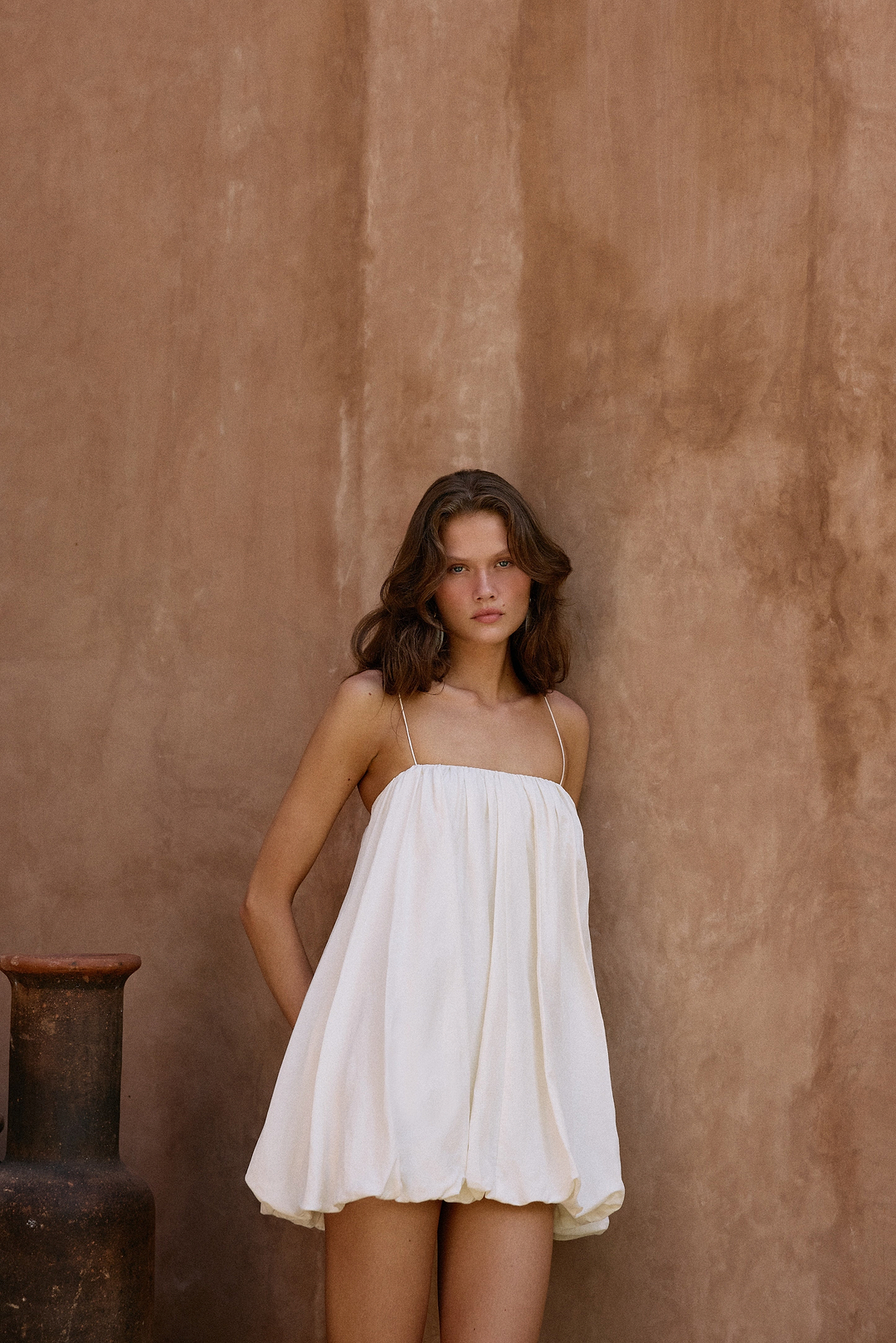 Bubble Mini Dress (Cream)
