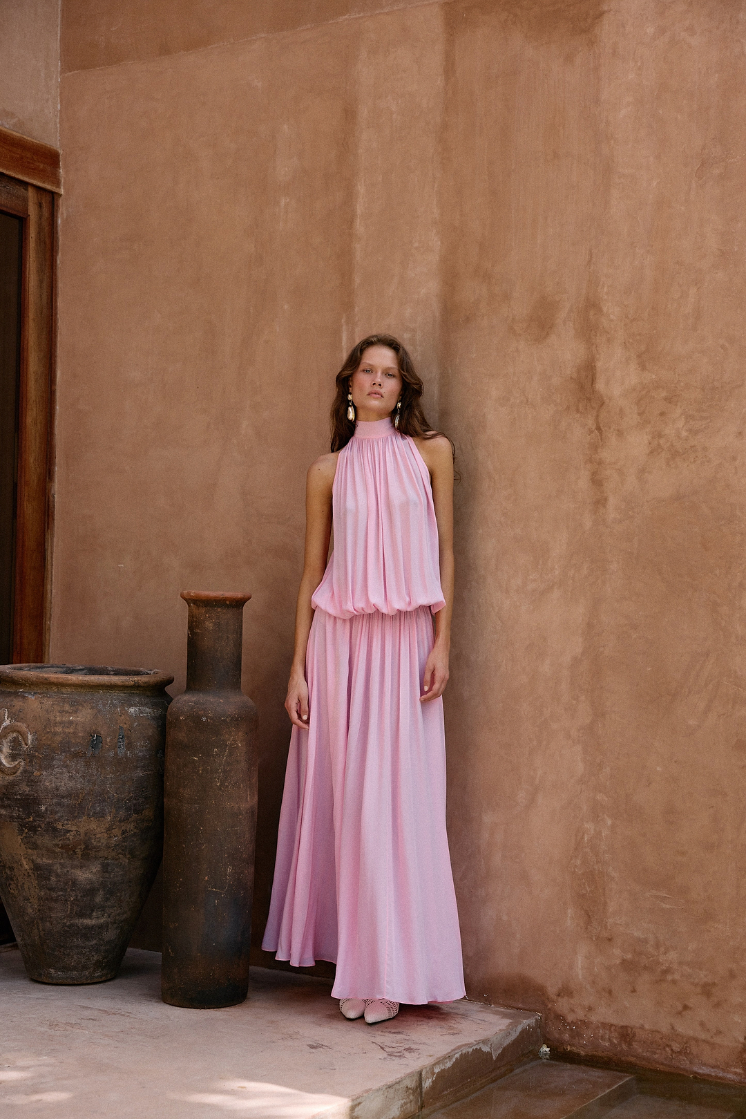Drop Waist Chiffon Gown (Lilac Pink)