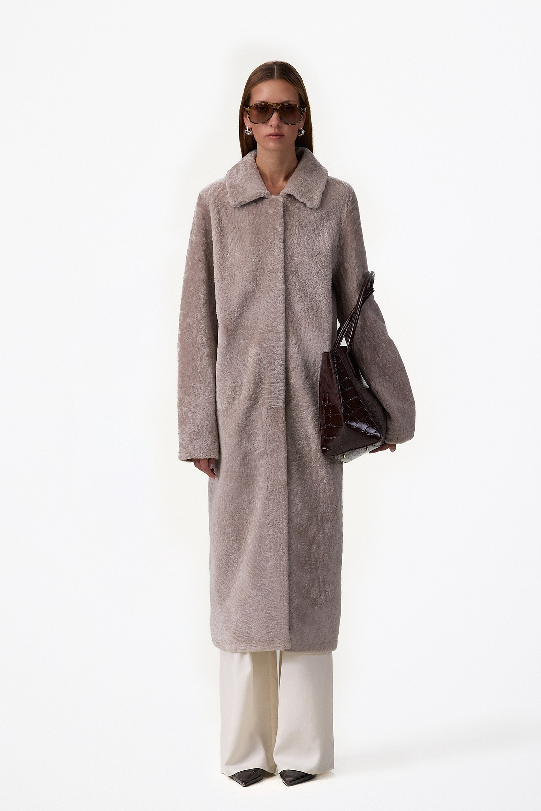 Shearling Long Coat (Greige)