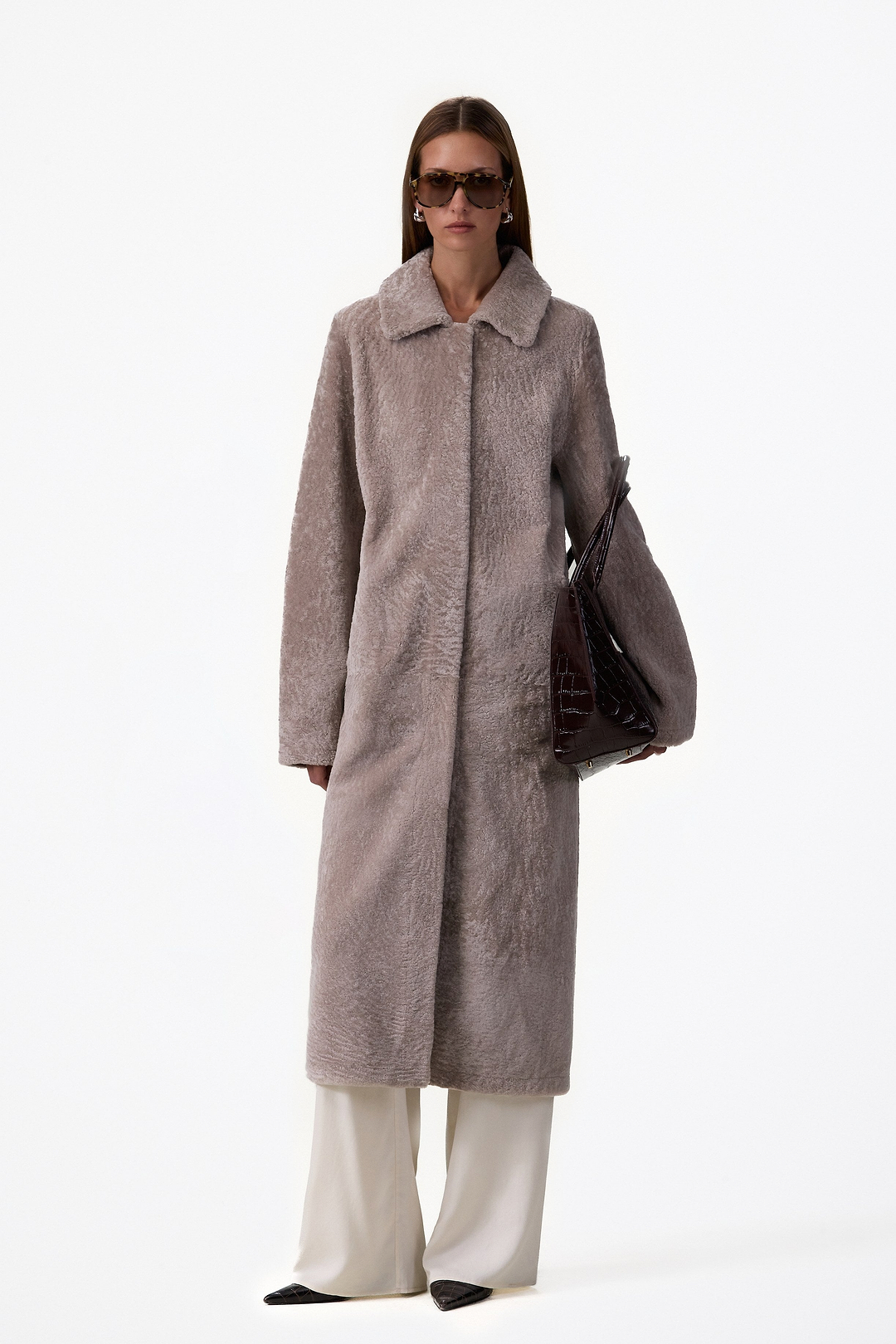 Shearling Long Coat (Greige)