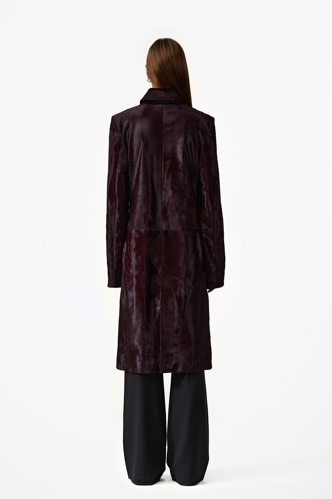 Pony Hair Trench Coat (Oxblood)