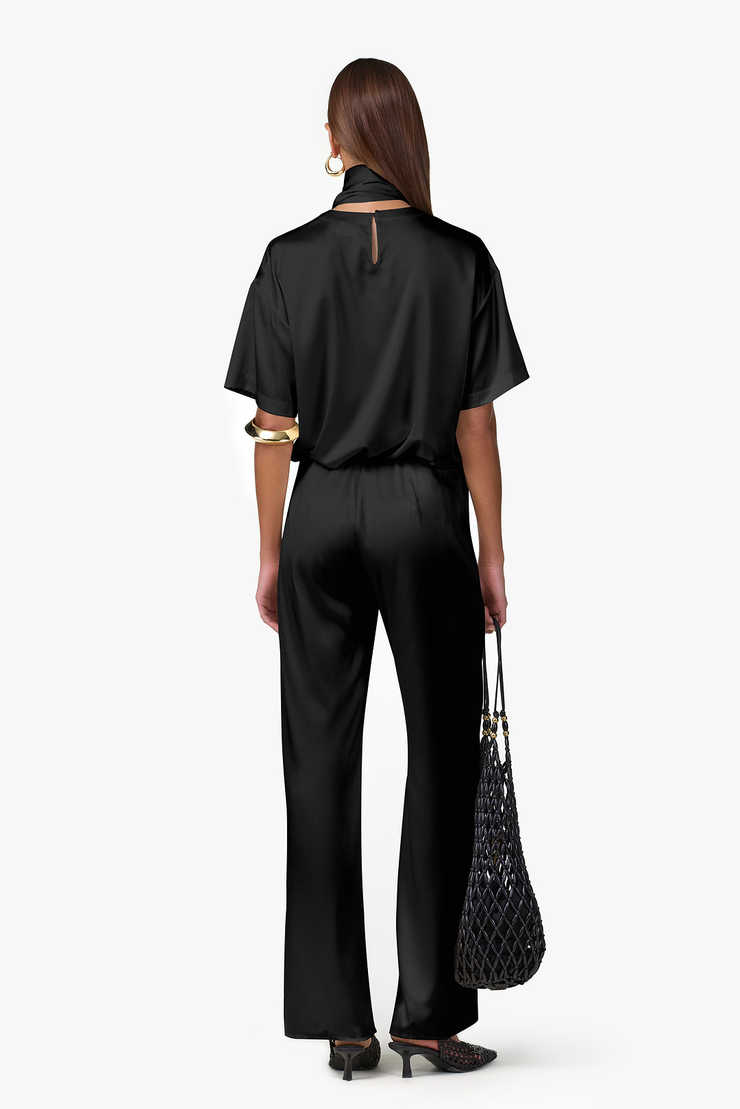 Silk Tee w/ Scarf (Black)