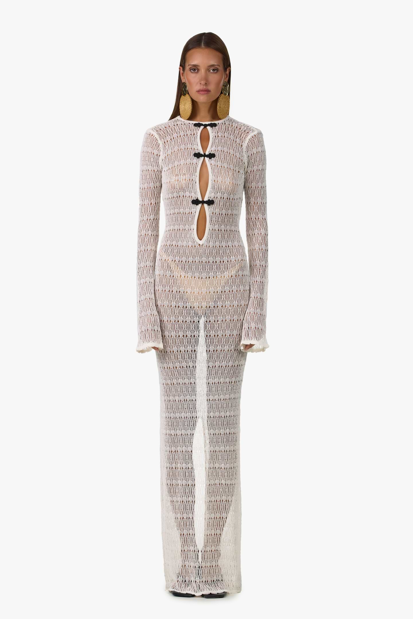 Keyhole Crochet Dress (Cream/Black)