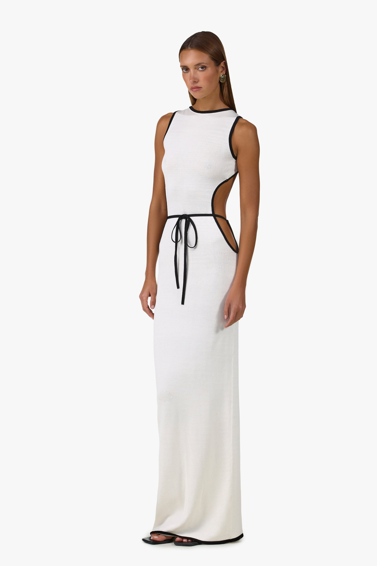 Tie Maxi Dress (Cream/Black)