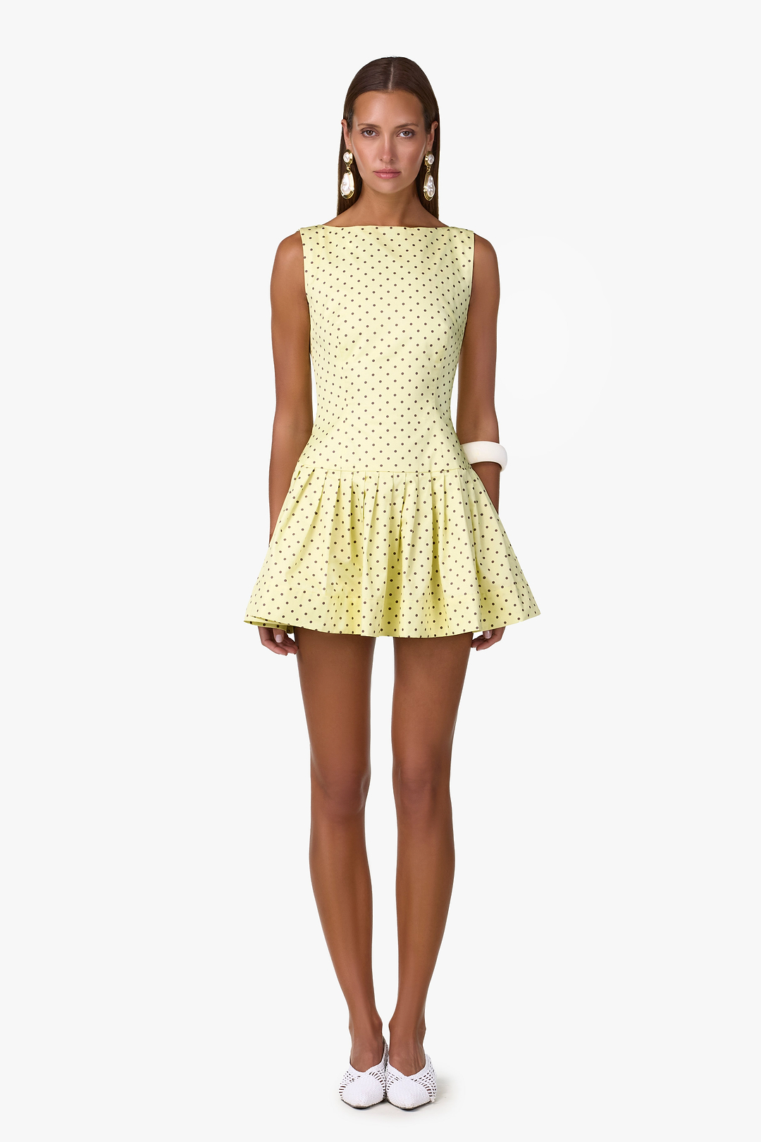 Poplin Mini Dress (Yellow Polka Dot)