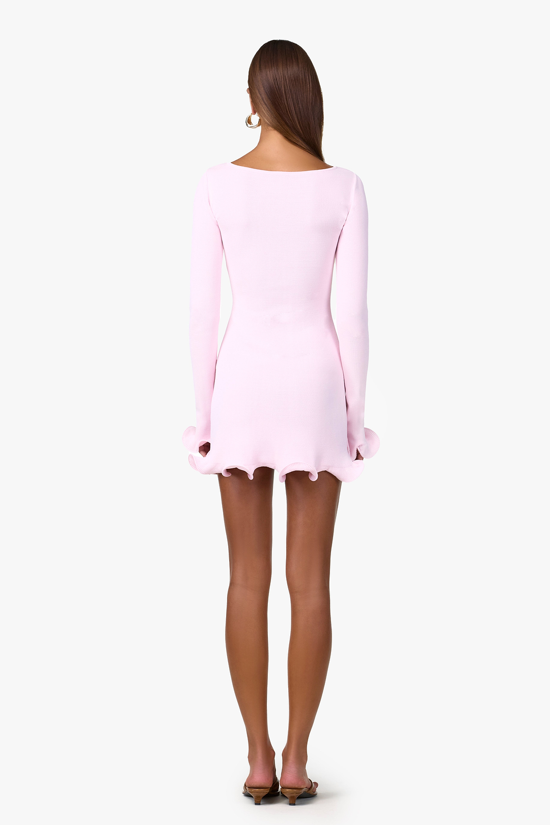 Ruffle Hem Mini Dress (Pale Pink)