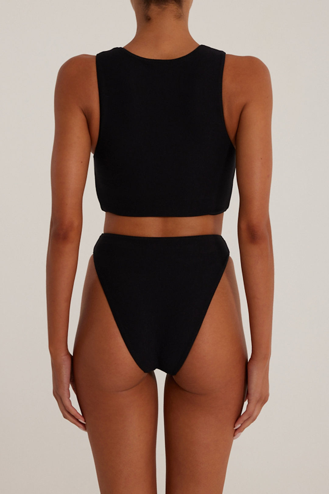 Rosette Tank Top (Faux Suede Black/Cream)