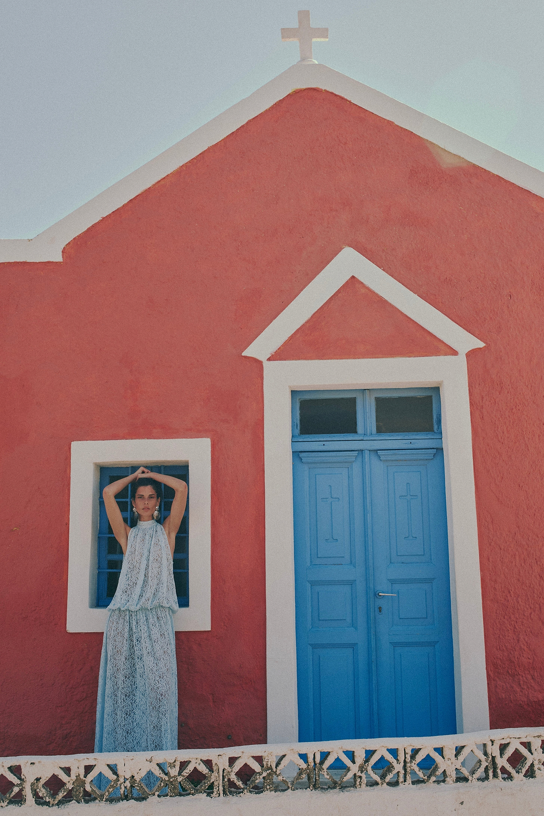 Drop Waist Lace Gown (Pale Blue)