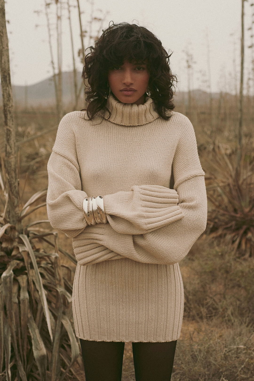 Knit Sweater Dress (Taupe)