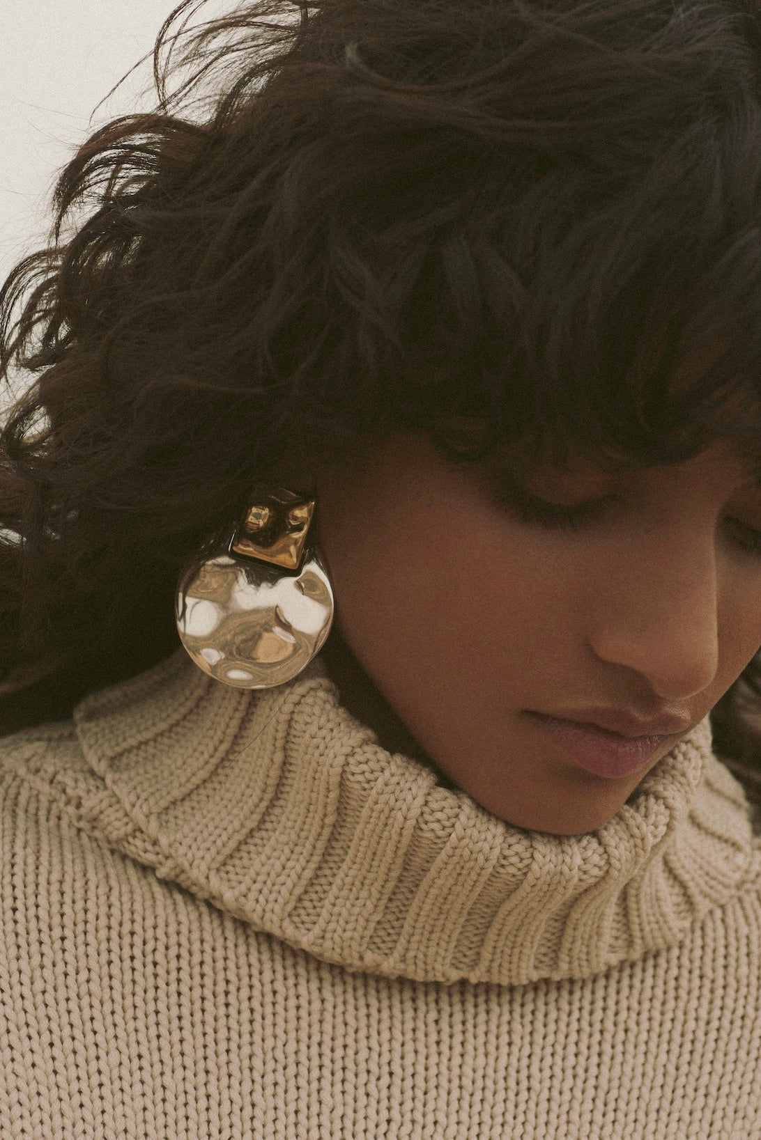 Hammered Two Tone Earring (Silver/Gold)