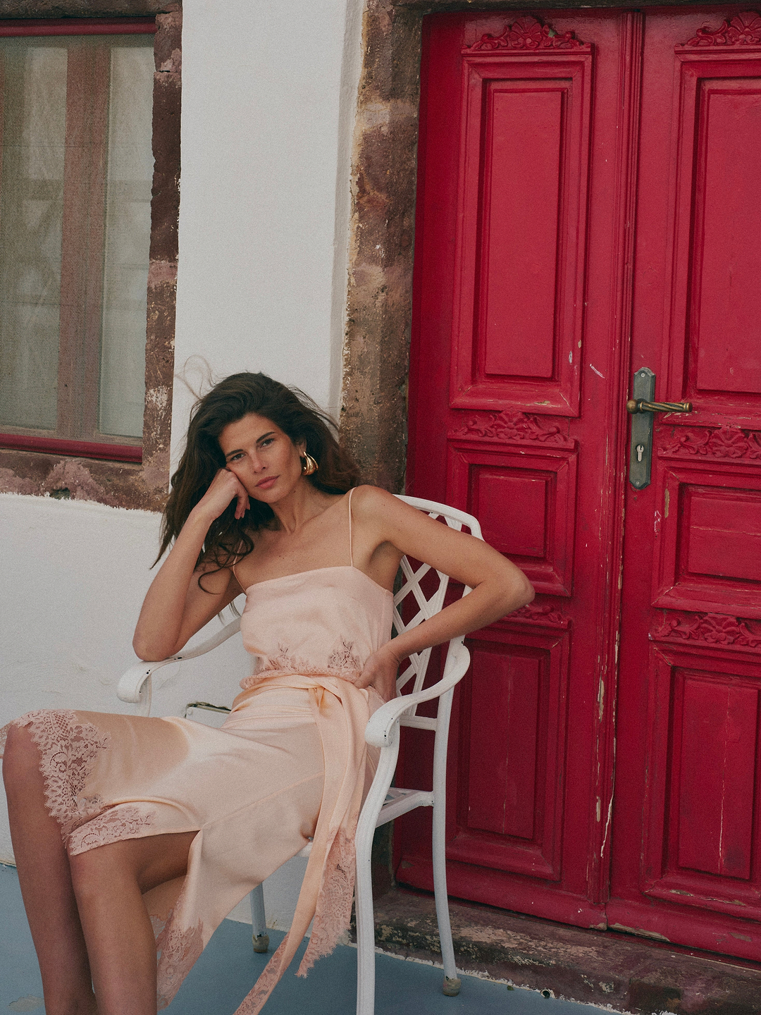 Lace Silk Midi Skirt (Rose Clay)