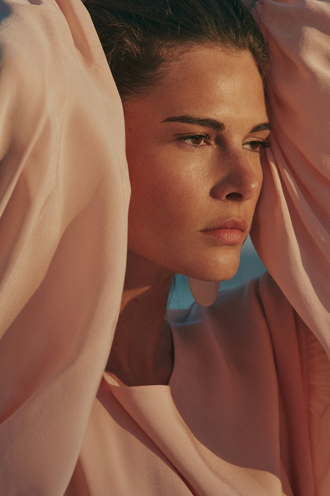 Draped Tie Chiffon Gown (Rose Clay)