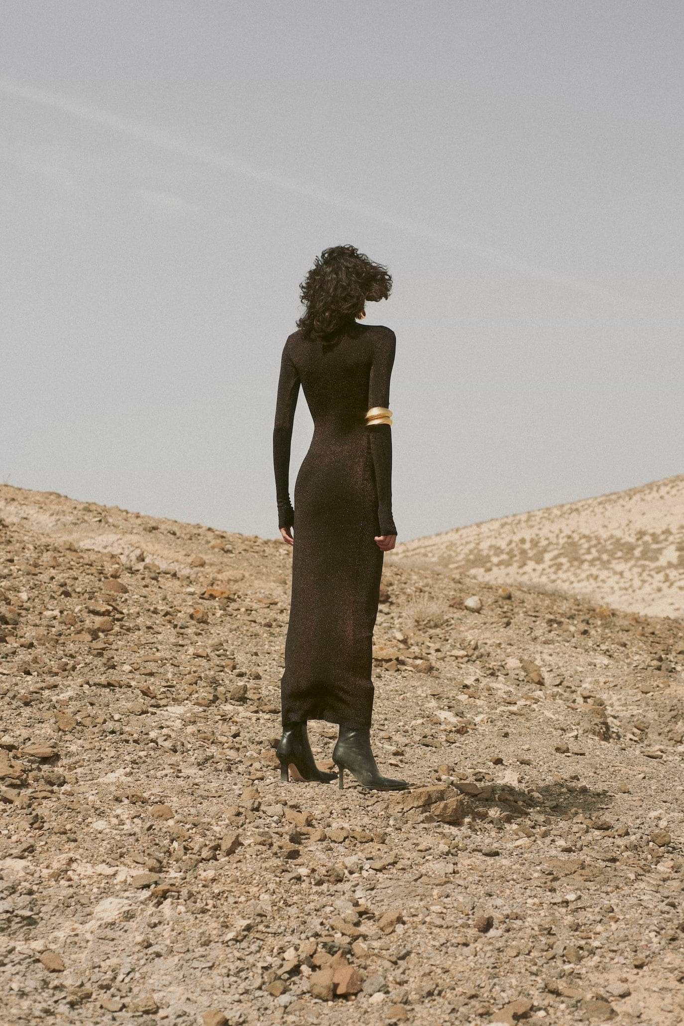 Shimmer Mockneck Dress (Black)