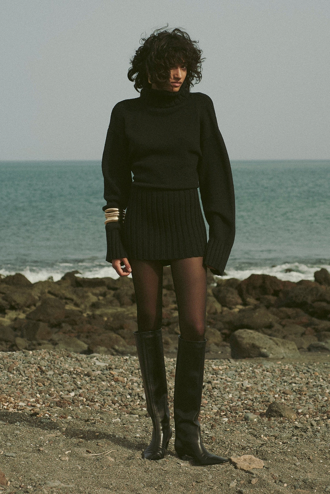 Knit Sweater Dress (Black)