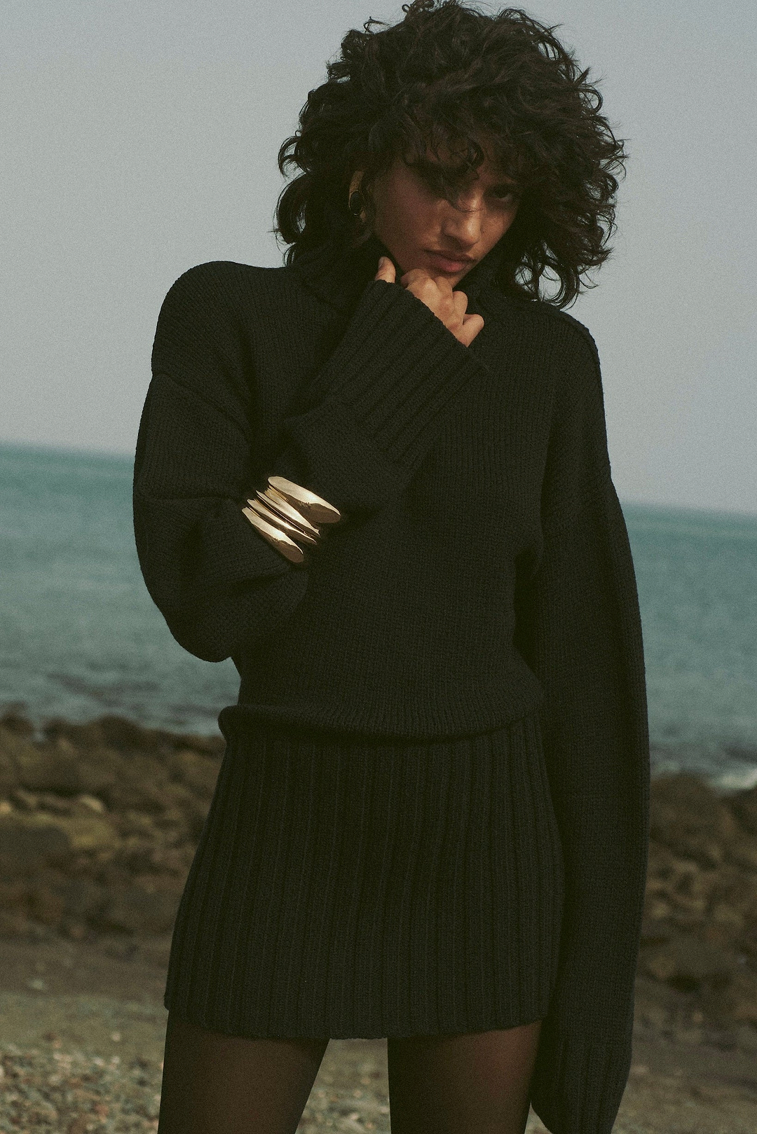 Knit Sweater Dress (Black)