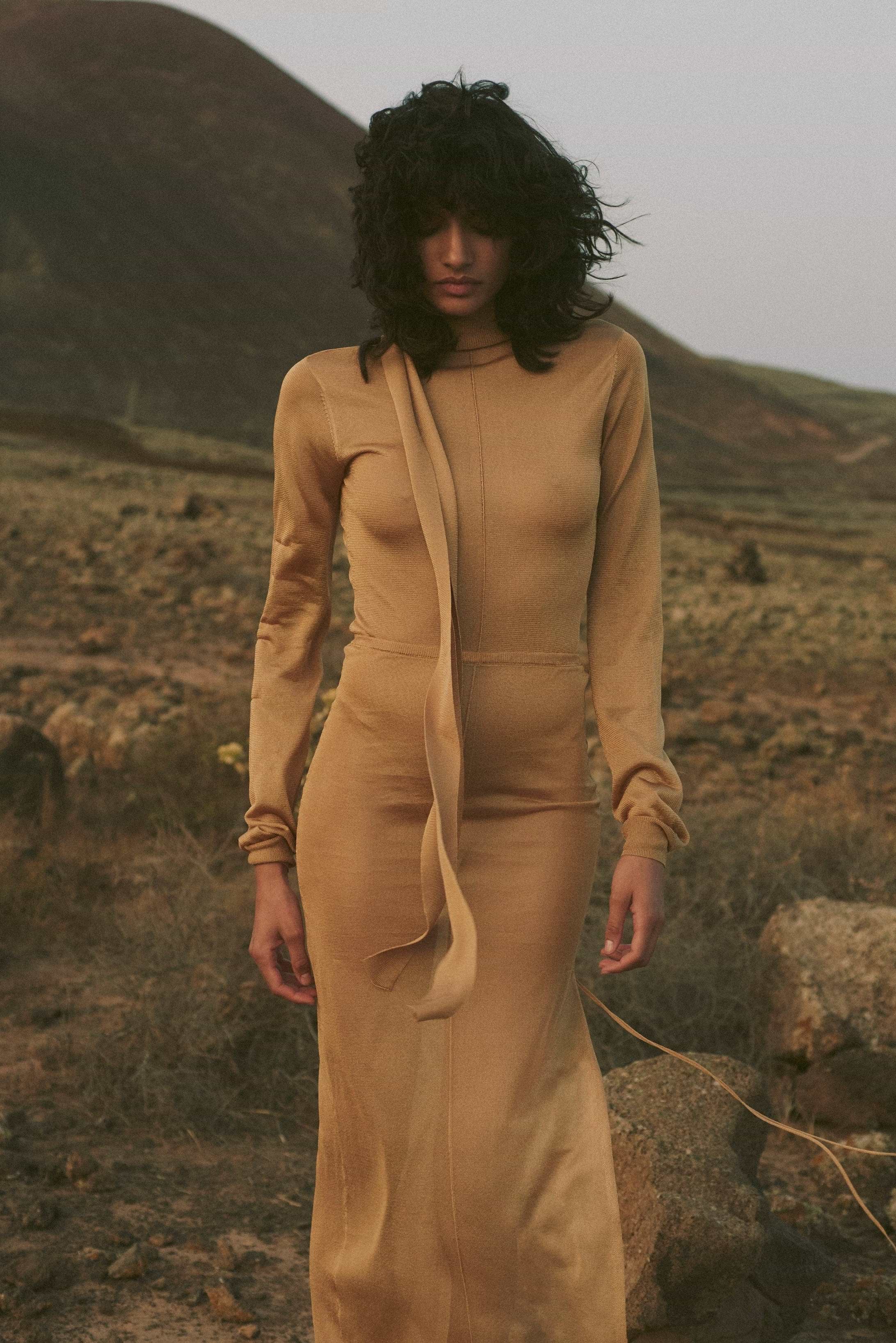 SAME | OPEN BACK KNIT BODYSUIT | GOLD | Women's Long Sleeve Top