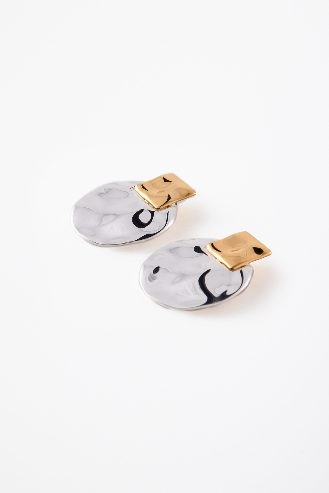 Hammered Two Tone Earring (Silver/Gold)