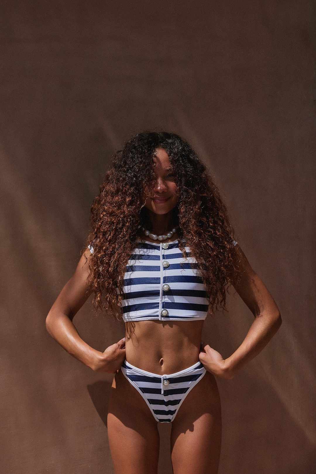 The Grace Top (Navy Cream Stripe/White)