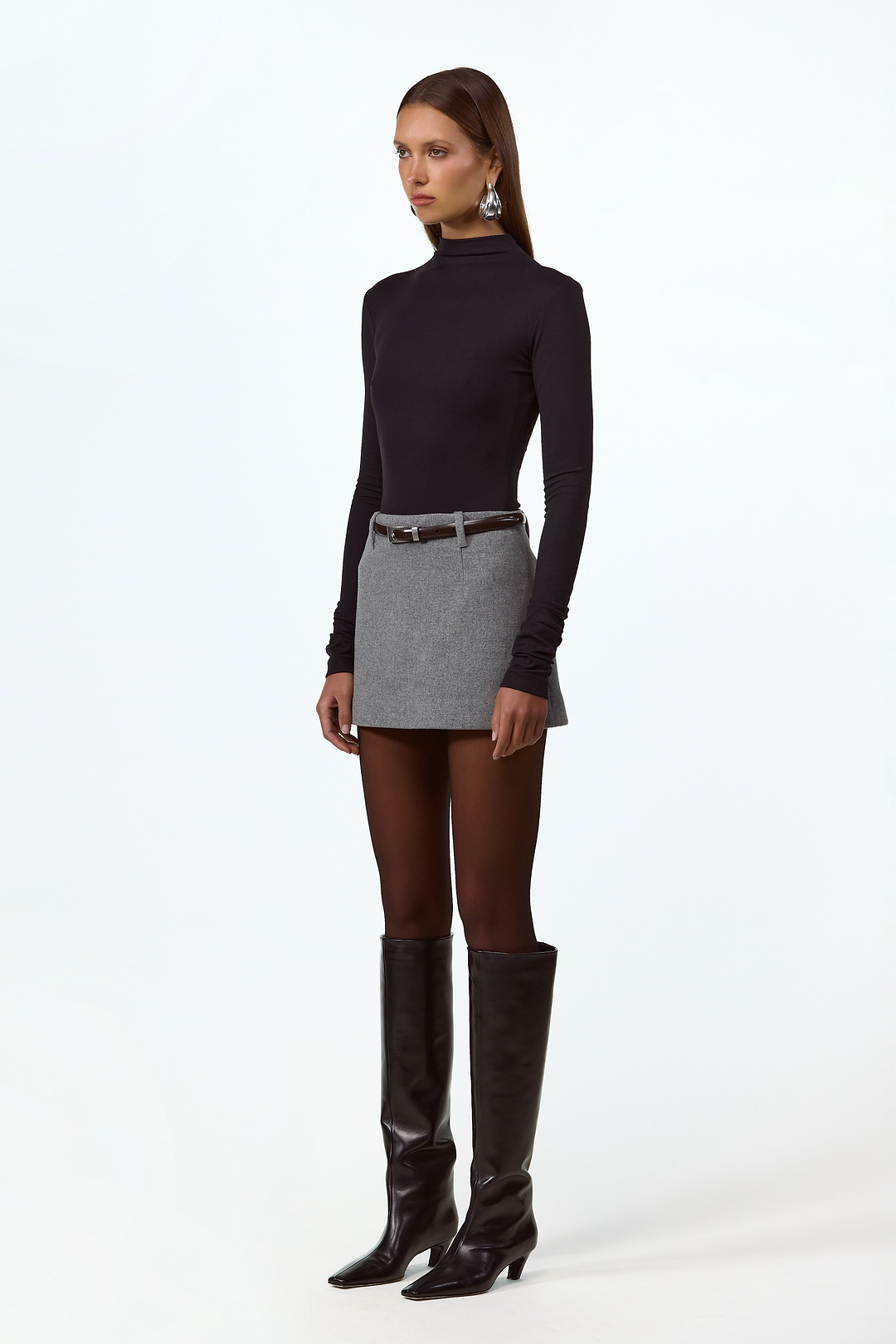 Wool Mini Skirt (Gray)