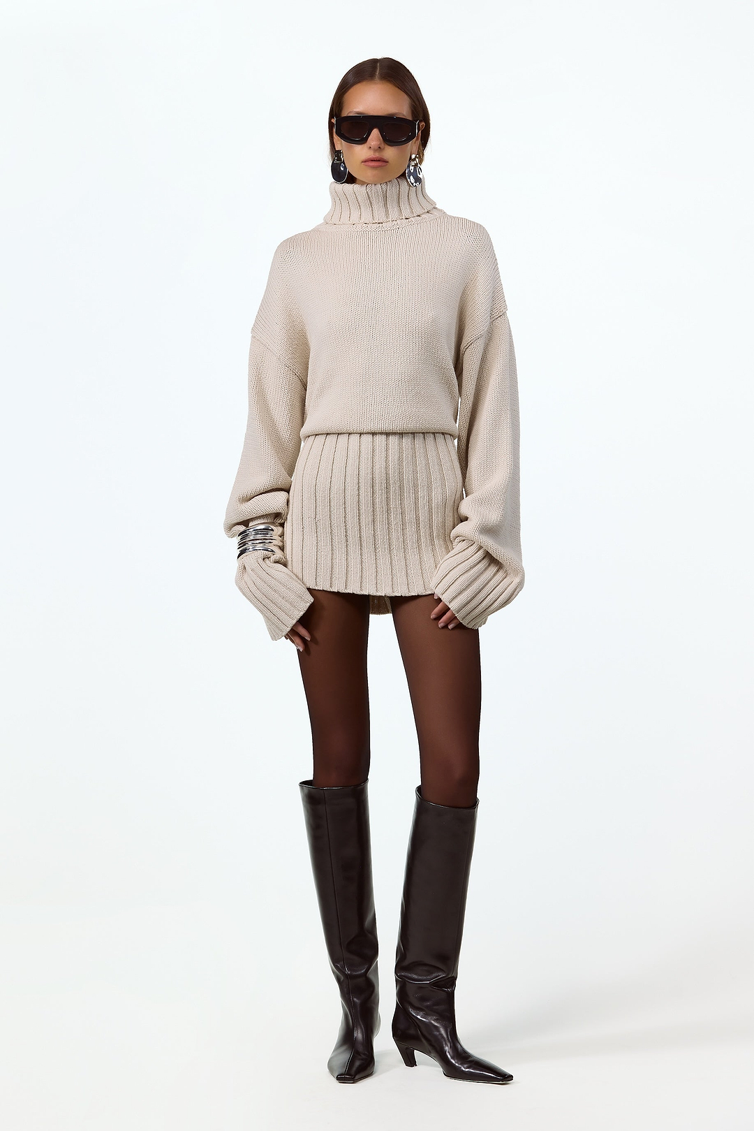 Knit Sweater Dress (Taupe)