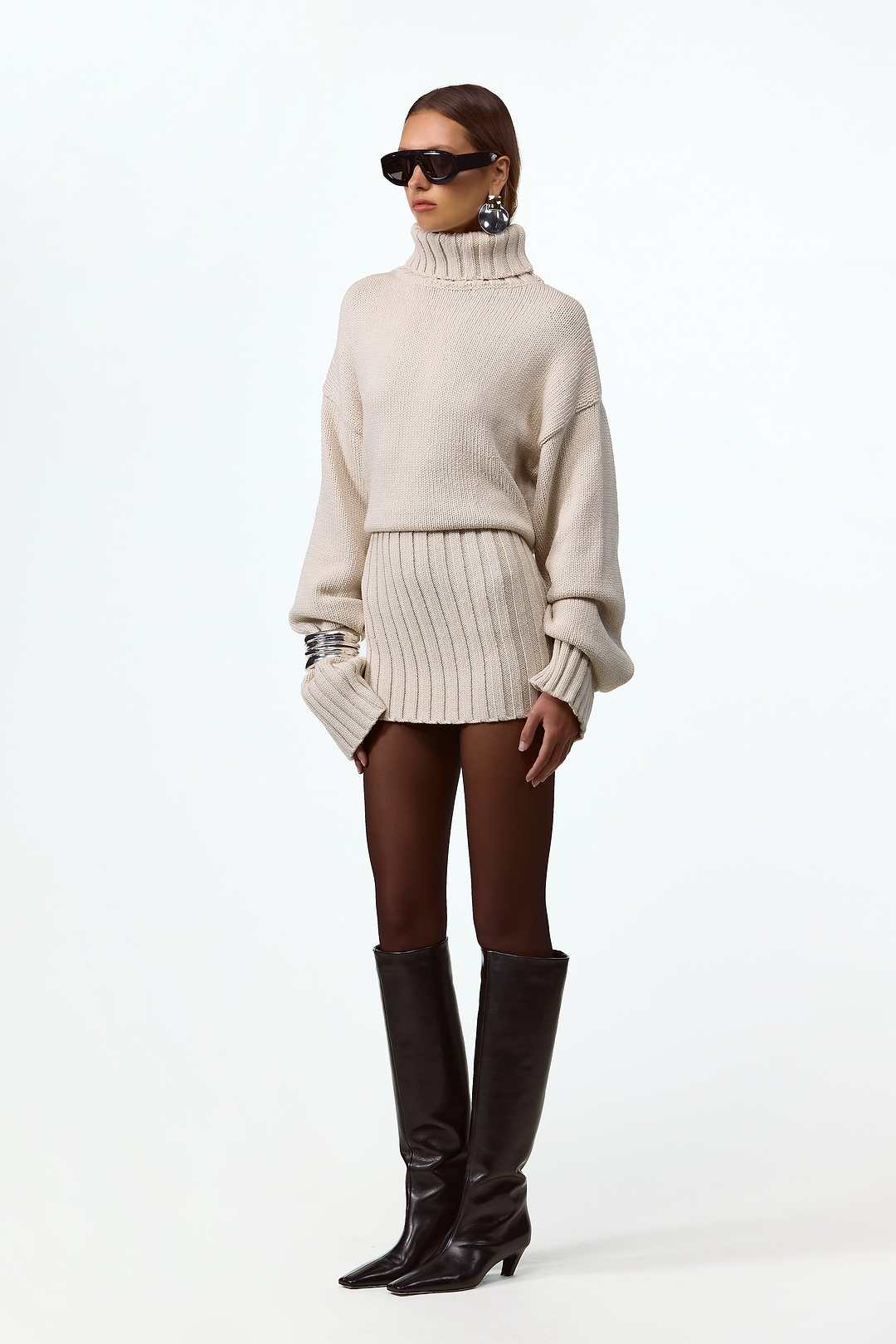 Knit Sweater Dress (Taupe)
