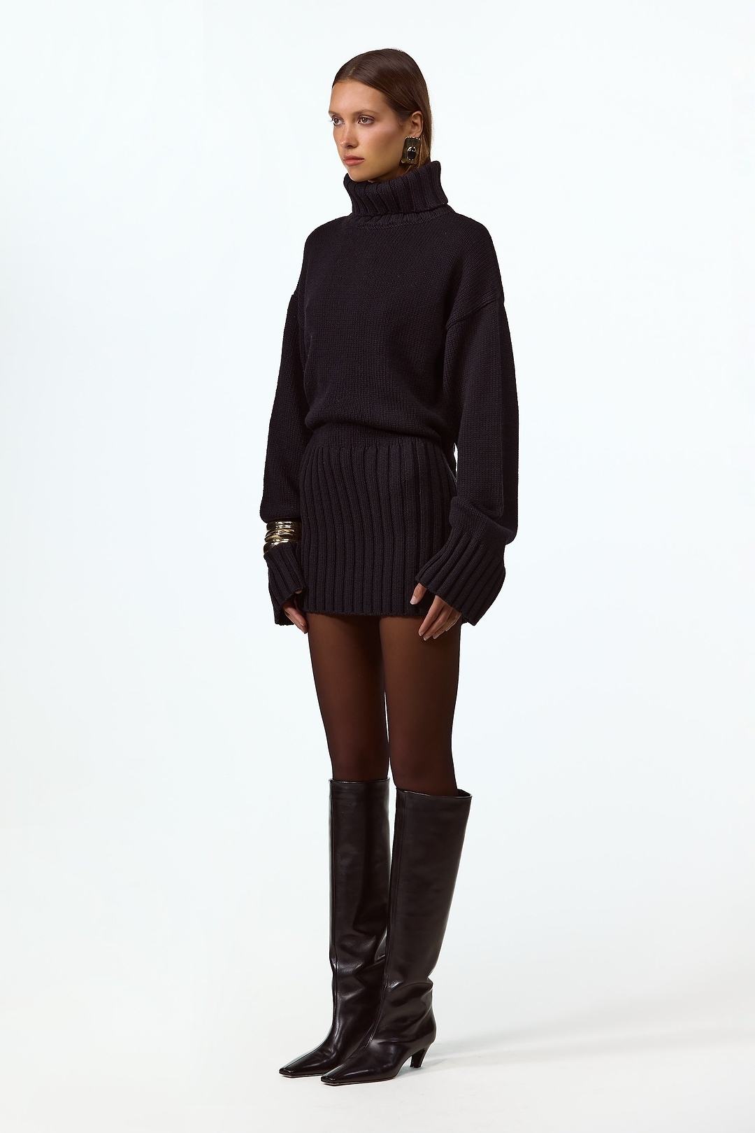 Knit Sweater Dress (Black)