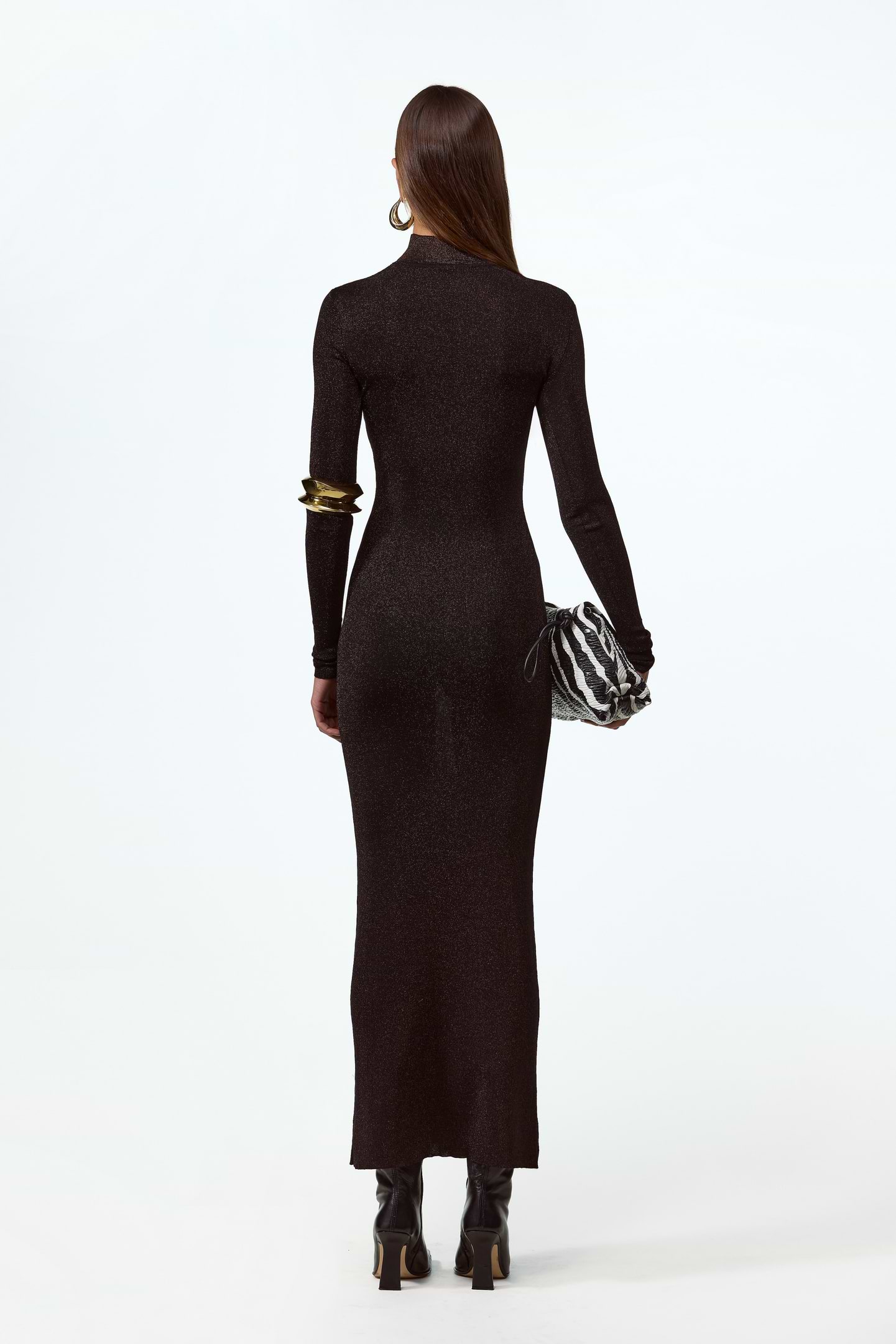 Shimmer Mockneck Dress (Black)