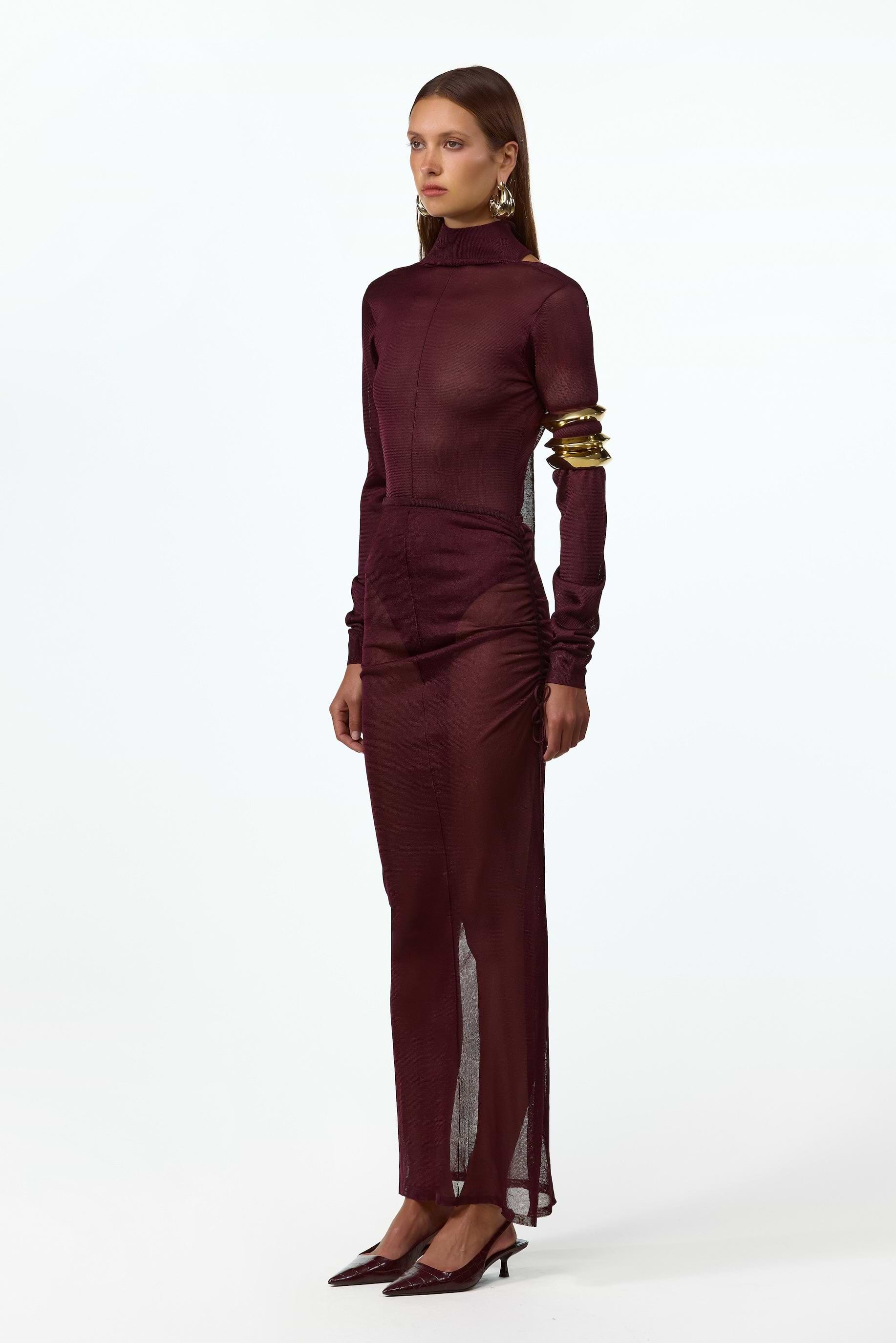 SAME | OPEN BACK KNIT BODYSUIT | Merlot | Women's Long Sleeve Top