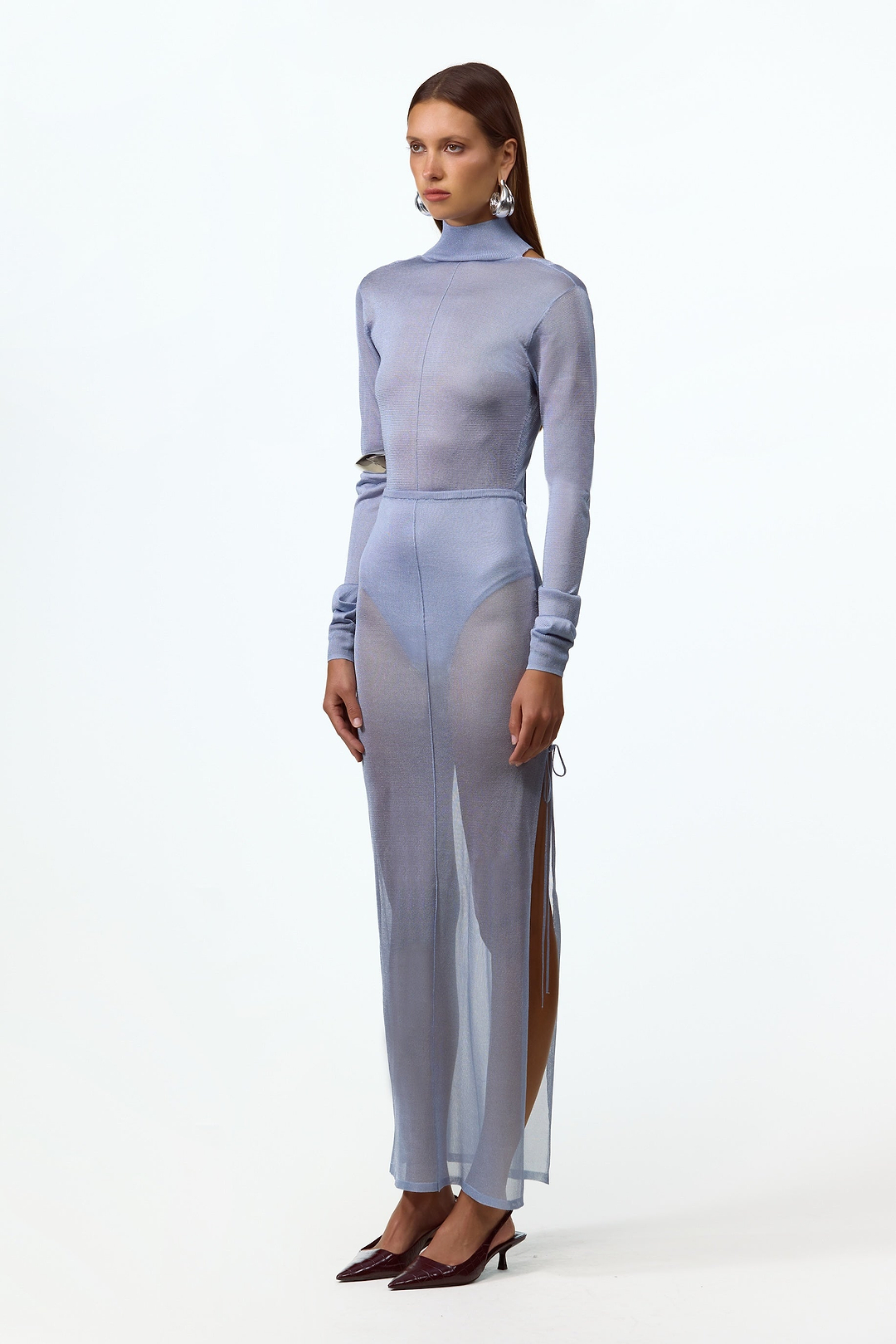 Open Back Knit Bodysuit (Light Blue)