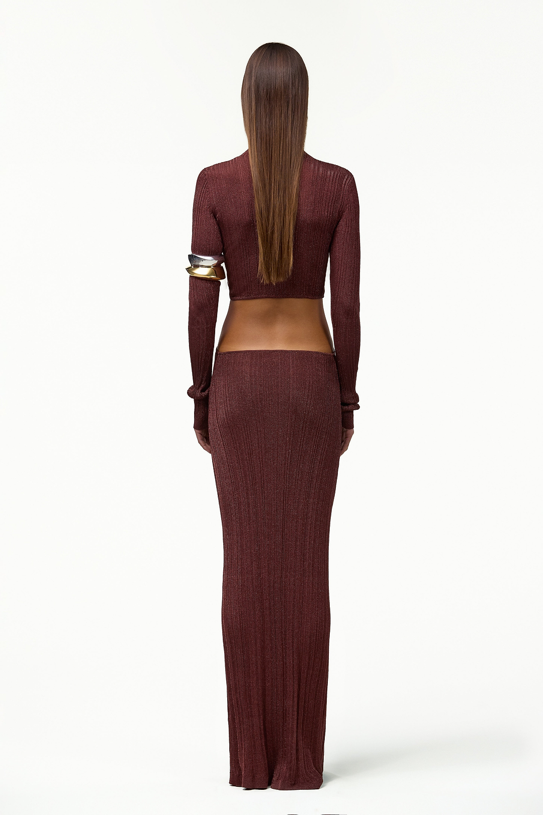 Metallic Twist Maxi Dress (Chocolate Brown)