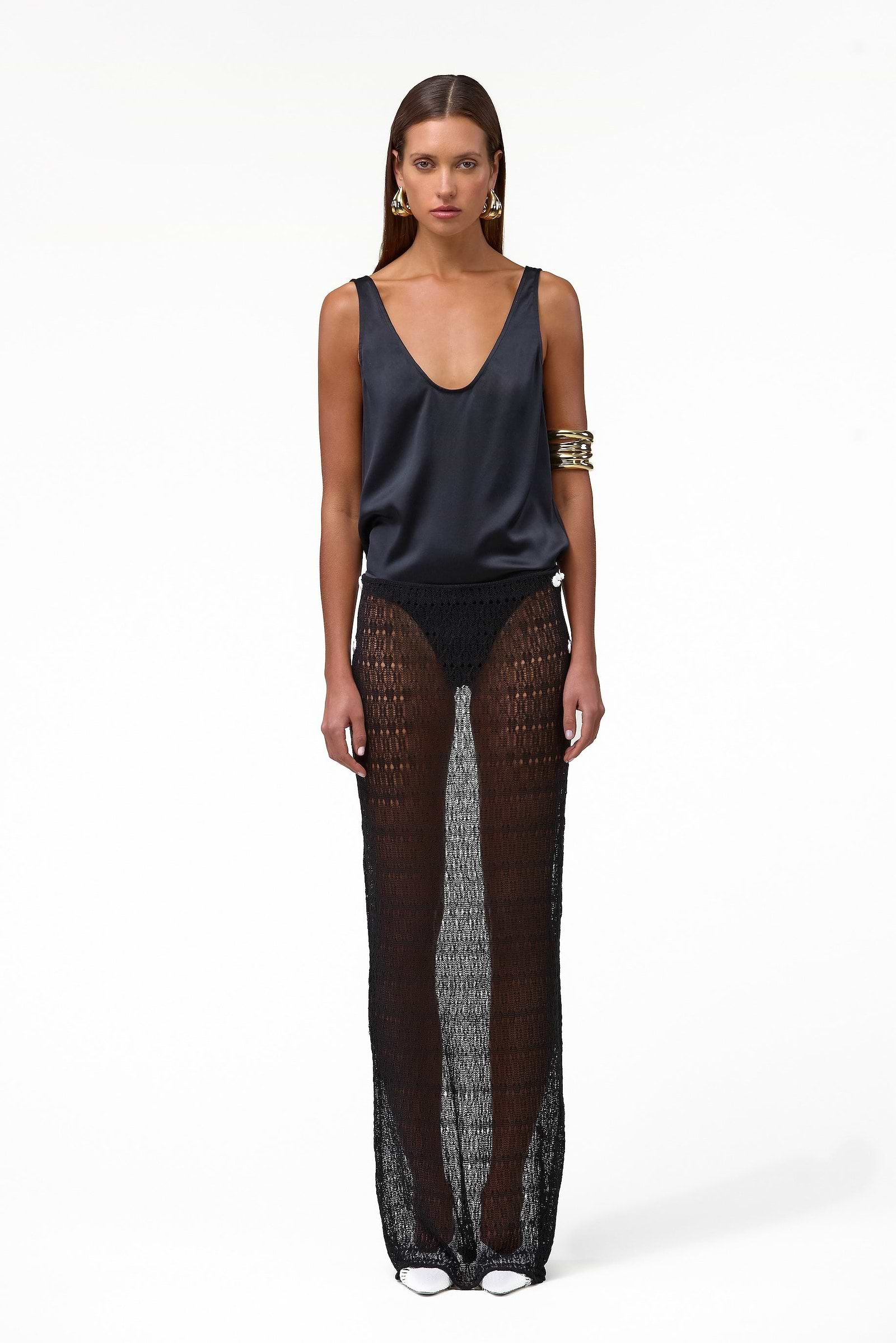 Keyhole Maxi Skirt (Black)