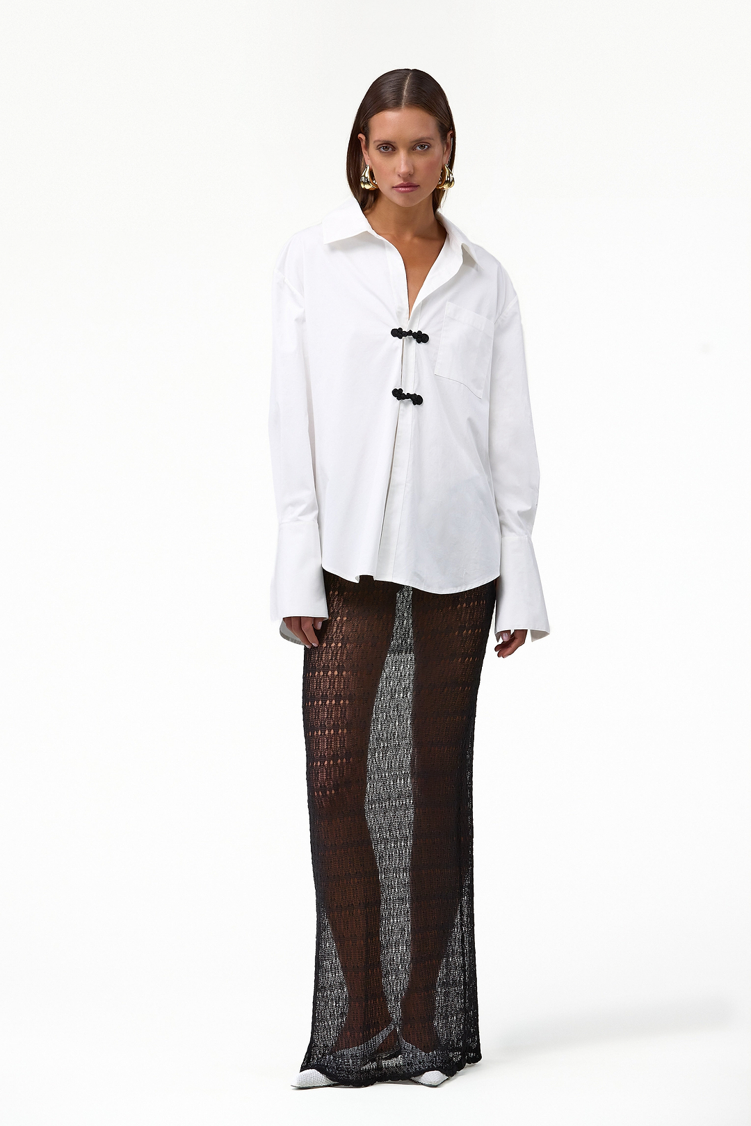 Oversized Poplin Shirt (White/Black)
