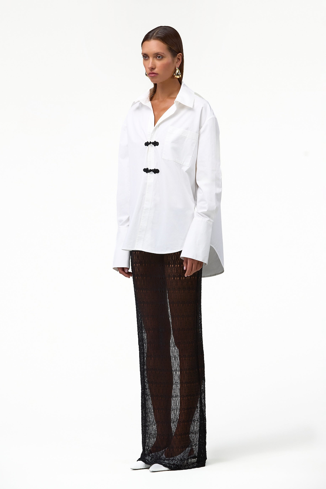 Oversized Poplin Shirt (White/Black)