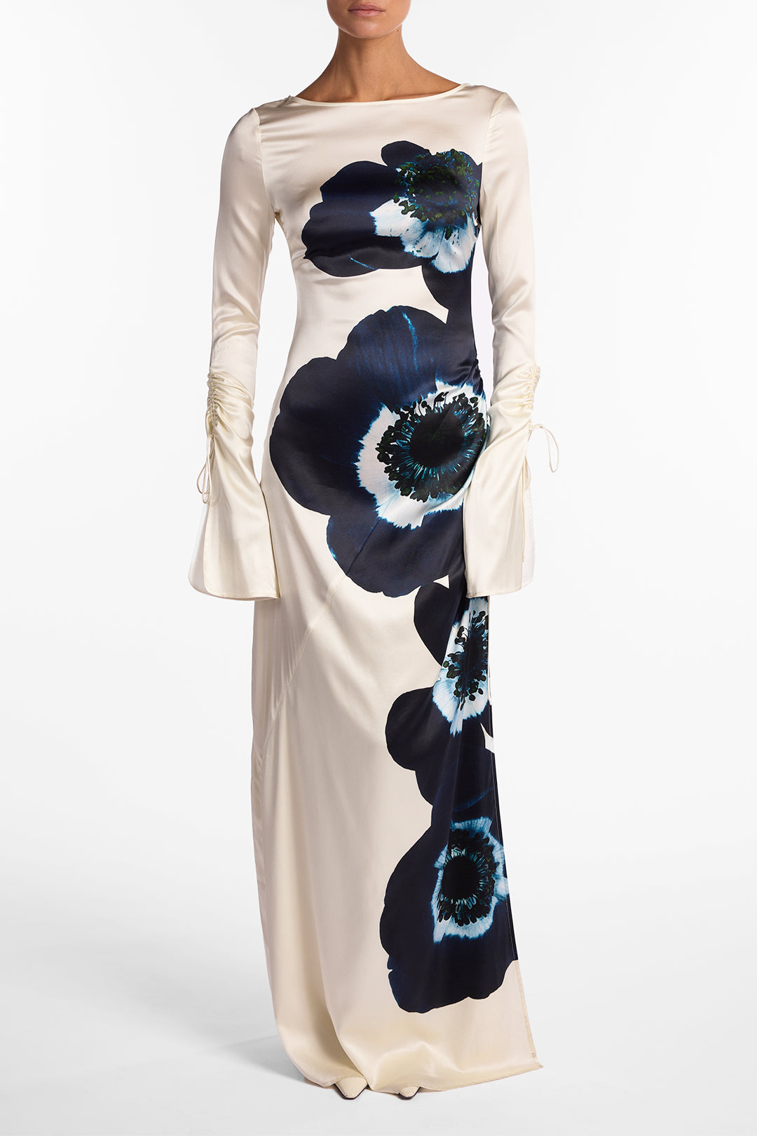 Silk Floral Gown (Cream/Navy)