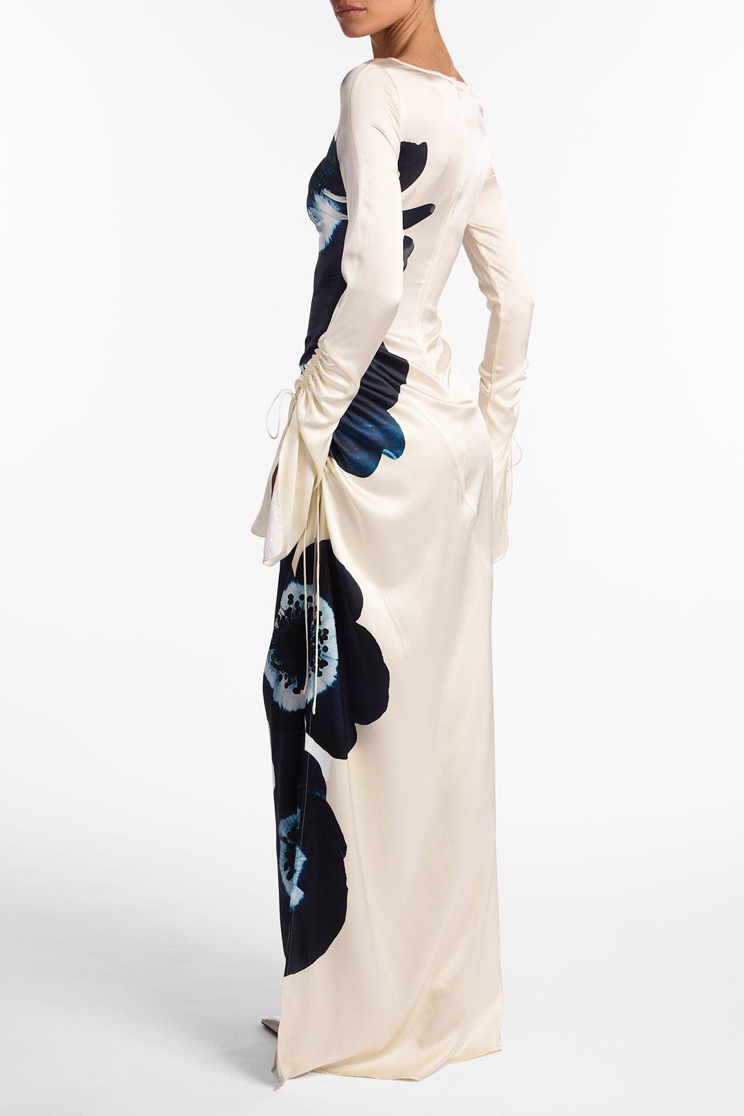 Silk Floral Gown (Cream/Navy)