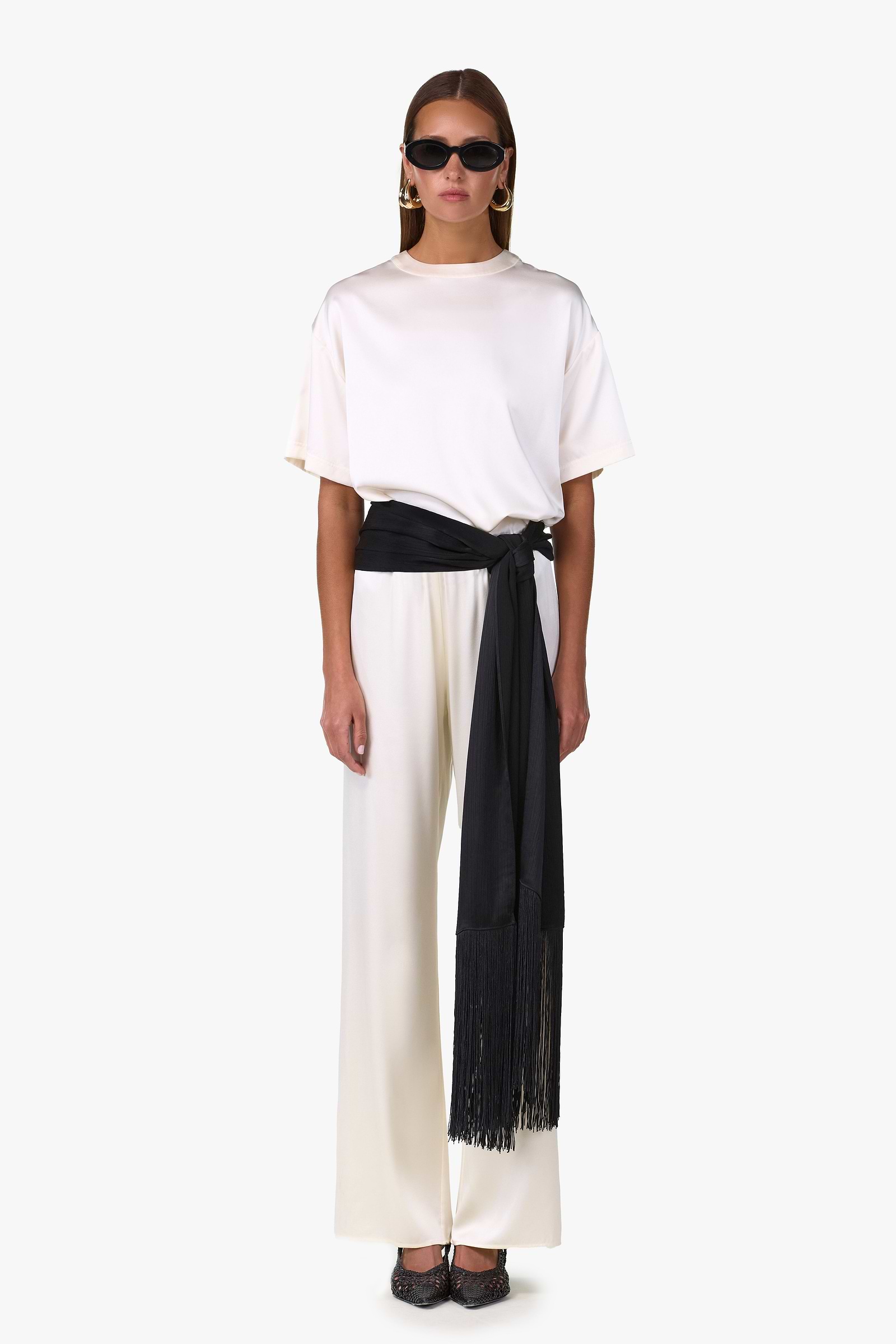 Fringe Waist Scarf (Black)