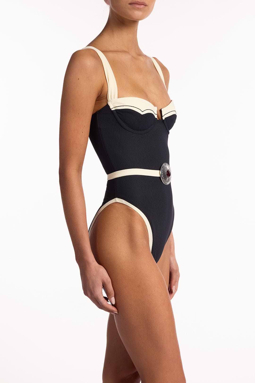 Western One Piece (Faux Suede Black/Cream)