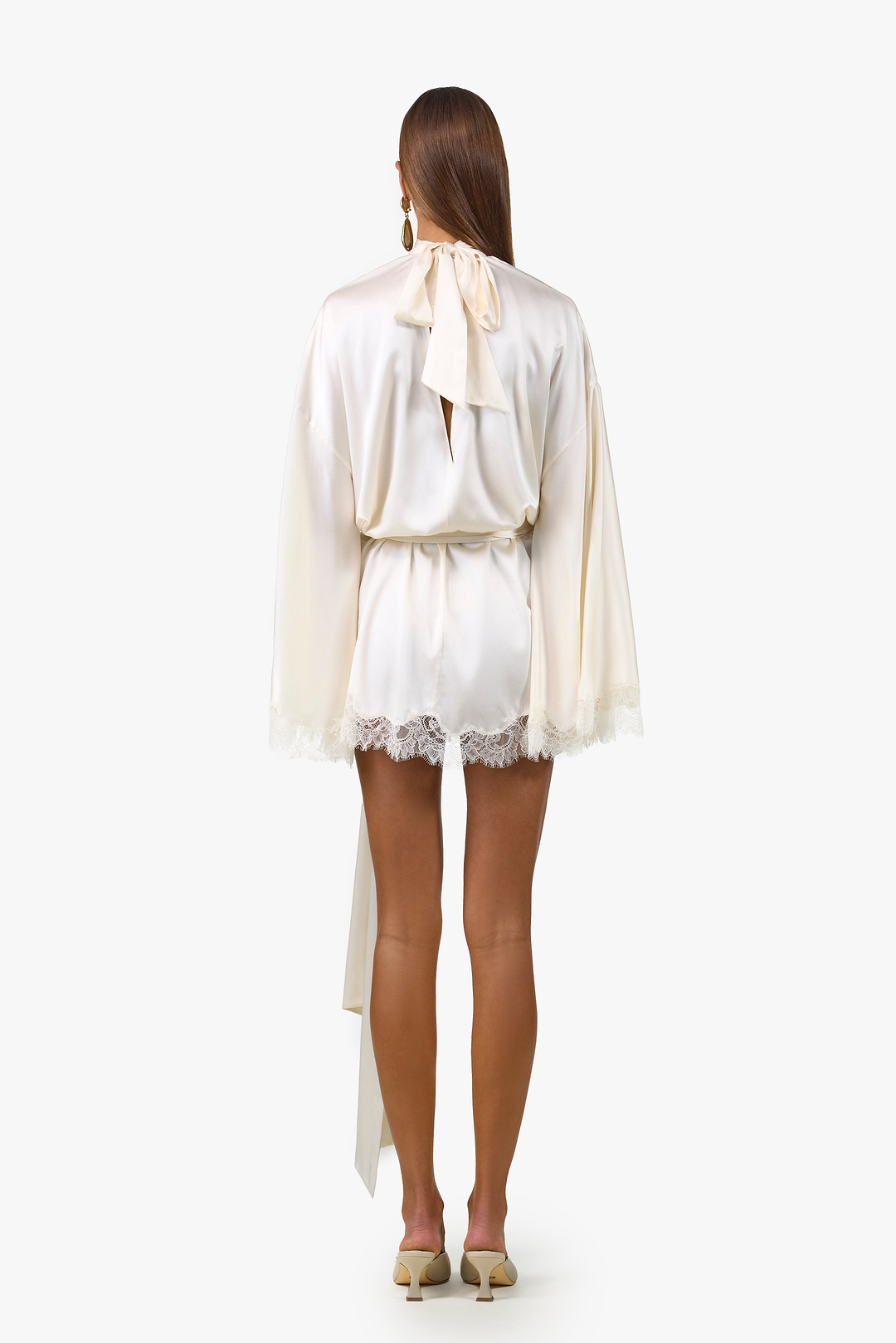 Lace Silk Mini Dress (Cream)