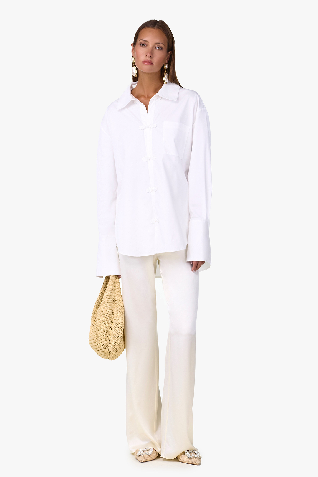Oversized Poplin Shirt (White/White)