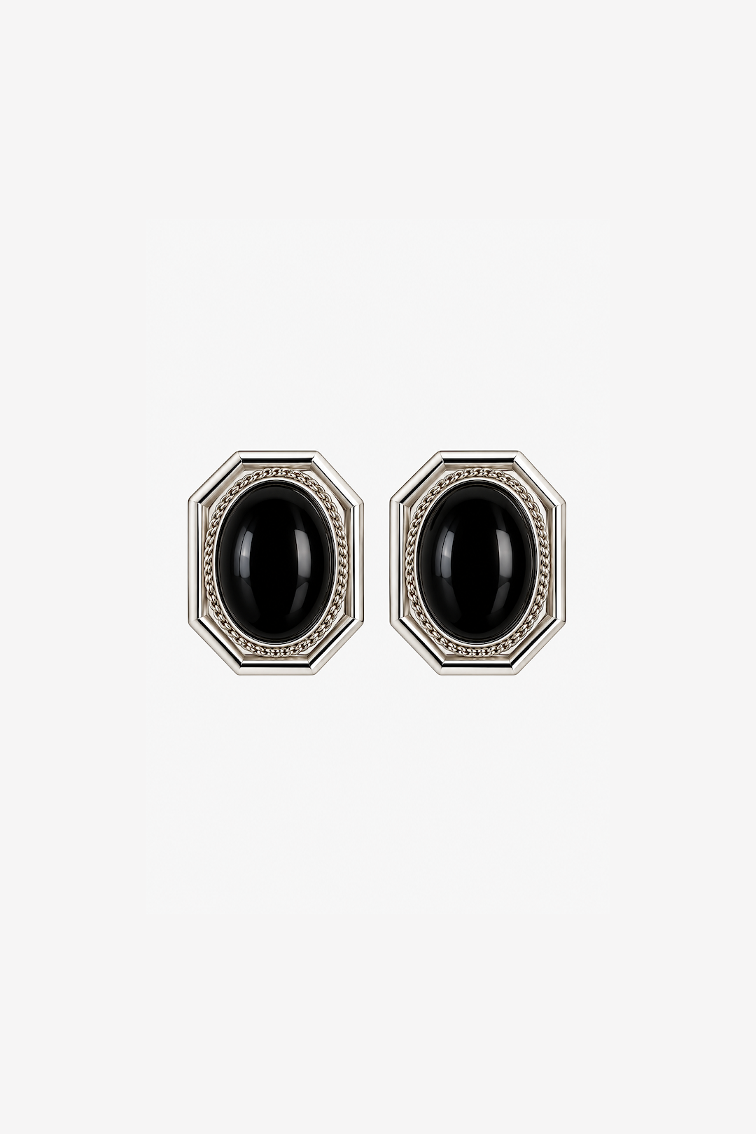 Vintage Stone Earring (Silver/Black)