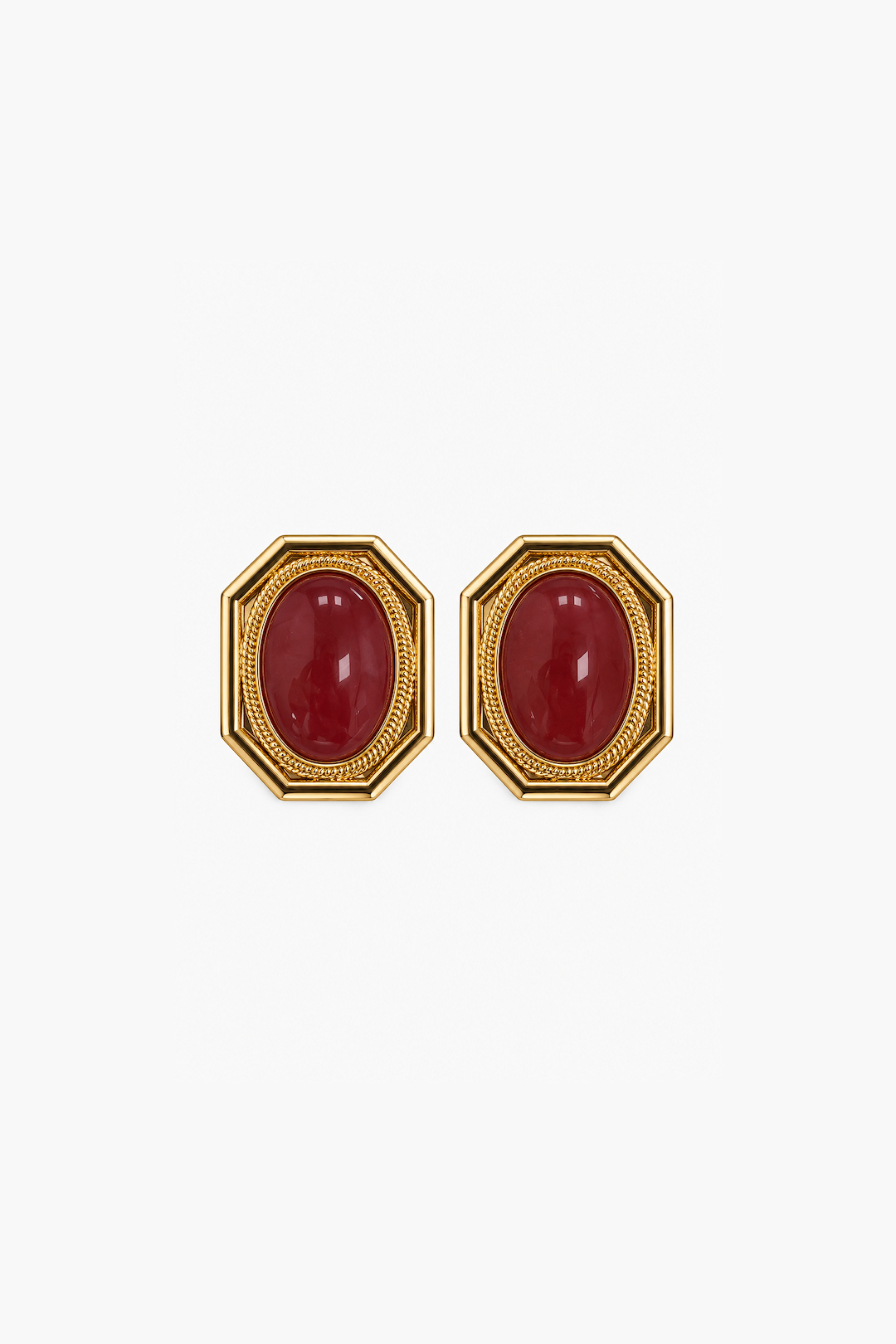 Vintage Stone Earring (Gold/Red)