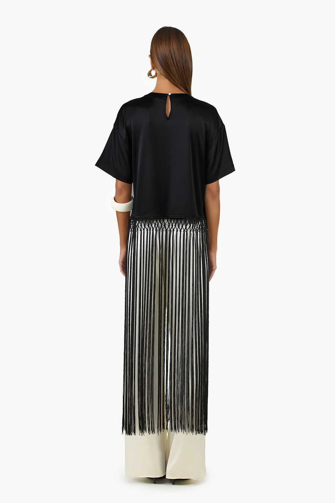Silk Fringe Tee (Black)