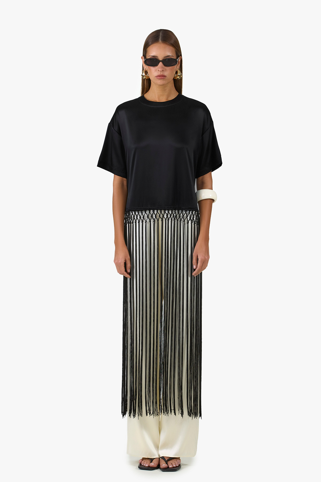Silk Fringe Tee (Black)