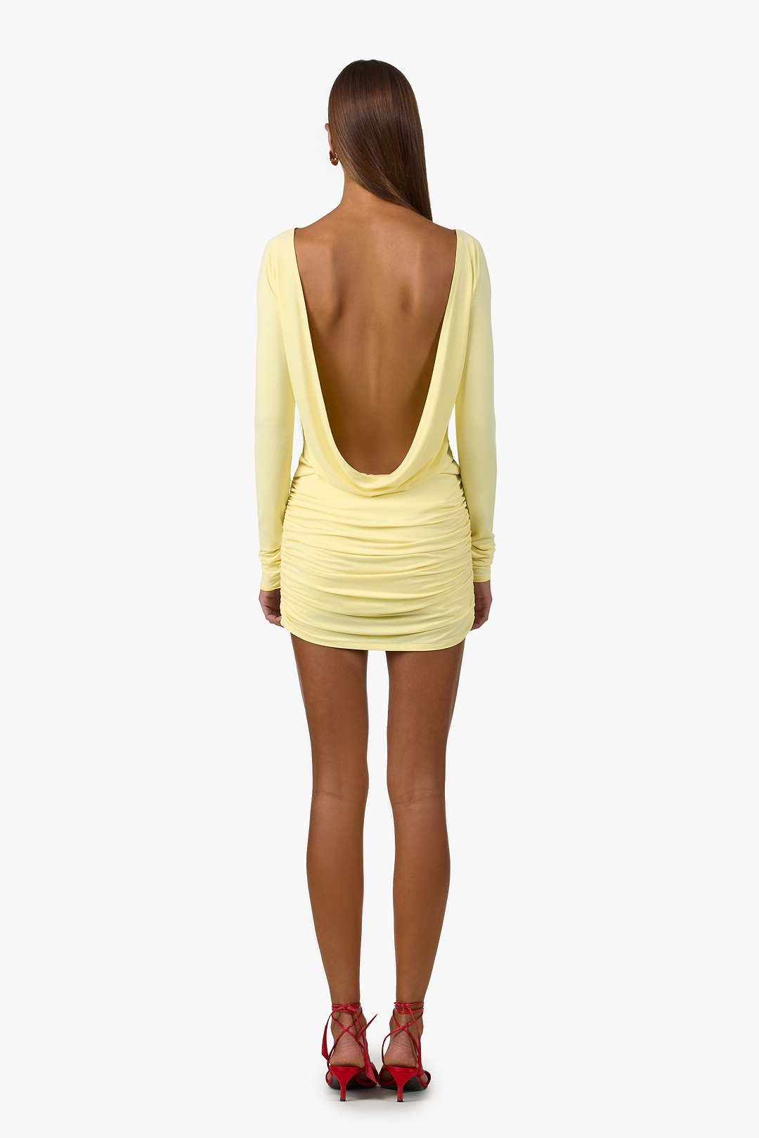 Draped Back Mini Dress (Butter Yellow)